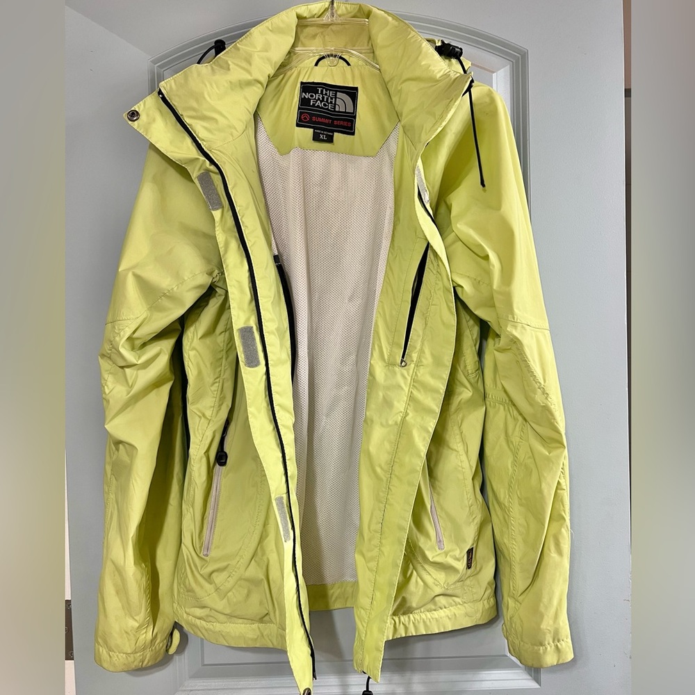 The North Face Yellow Green Lightweight Rain Outdoor Jacket L XL